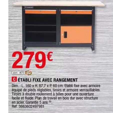 établi Fixe Avec Rangement