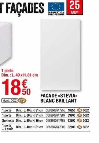 facade "stevia" blanc brillant