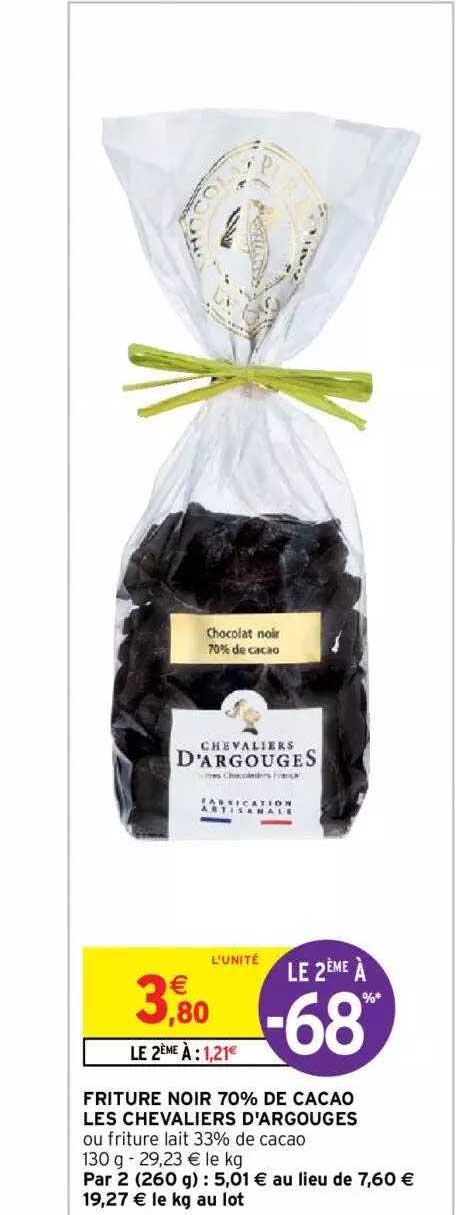 friture noir 70% de cacao les chevaliers d'argouges