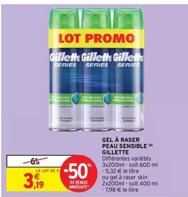 gel à raser peau sensible gillette