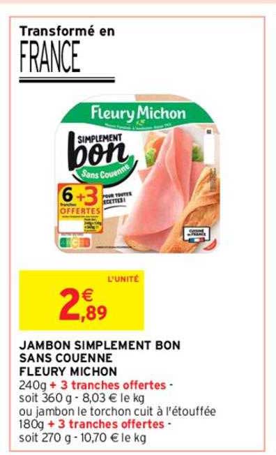 jambon simplement bon sans couenne fleury michon