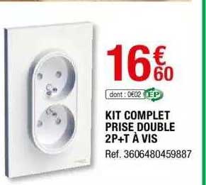 kit complet prise double 2p+t à vis