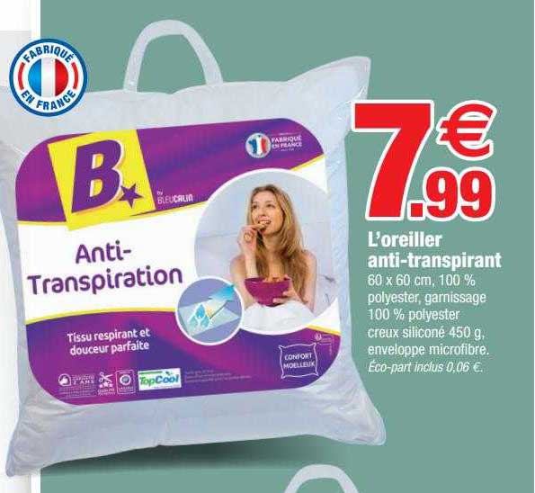 l'oreiller anti-transpirant