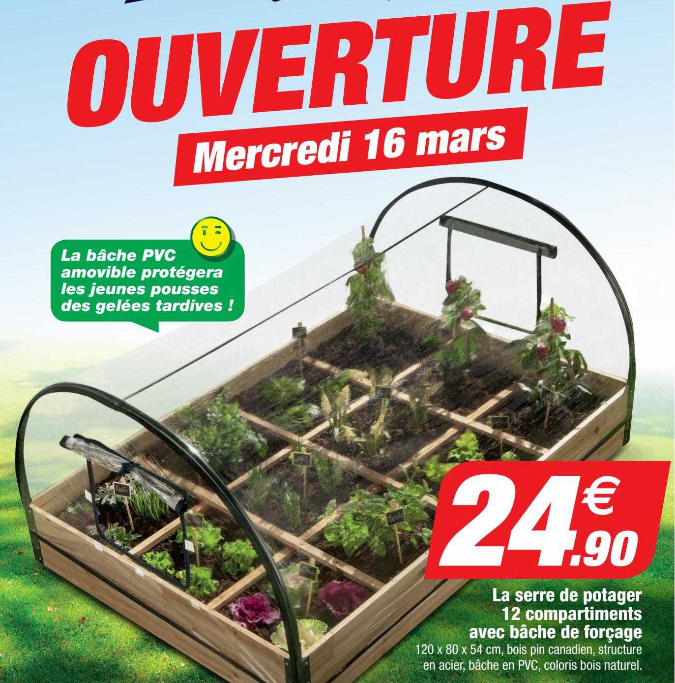 la serre de potager 12 compartiments avec bâche de forçage