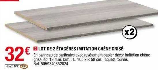 Lot De 2 étagères Imitation Chêne Grisé