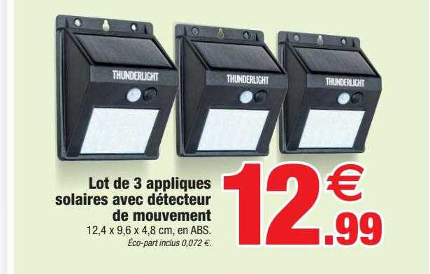 lot de 3 appliques solaires avec détecteur de mouvements