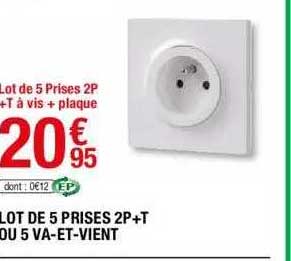 lot de 5 prises 2p+t ou 5 va-et-vient