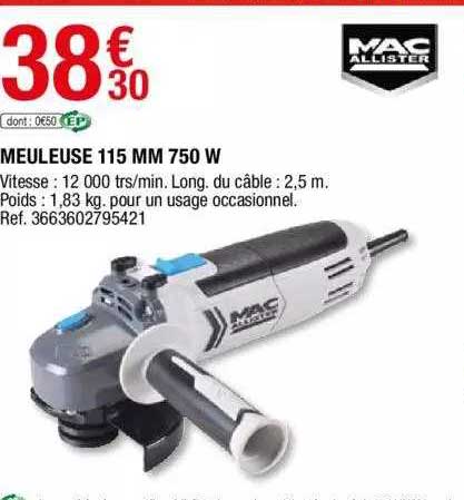 meuleuse 115 mm 750 w mac allister