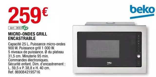 micro-ondes grill encastrable beko