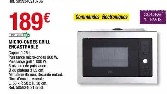 micro-ondes grill encastrable cooke & lewis