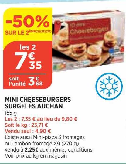 mii cheeseburgers surgelés auchan