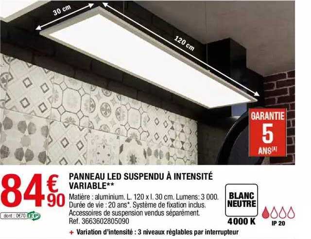 panneau led suspendu à intensité variable