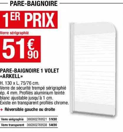 pare-baignoire 1 volet «arkell»