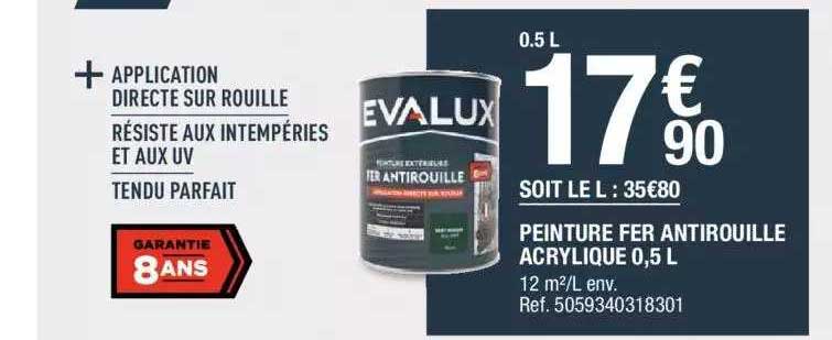 Peinture Fer Antirouille Acrylique 0,5 L