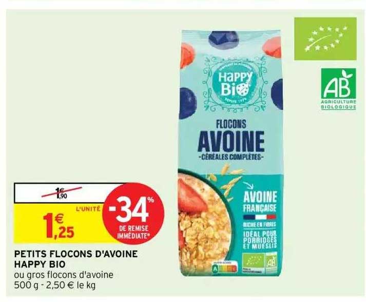 petits flocons d'avoine happy bio