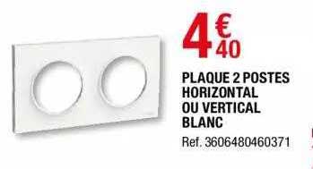 plaque 2 postes horizontal ou vertical blanc