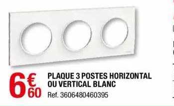 plaque 3 postes horizontal ou vertical blanc