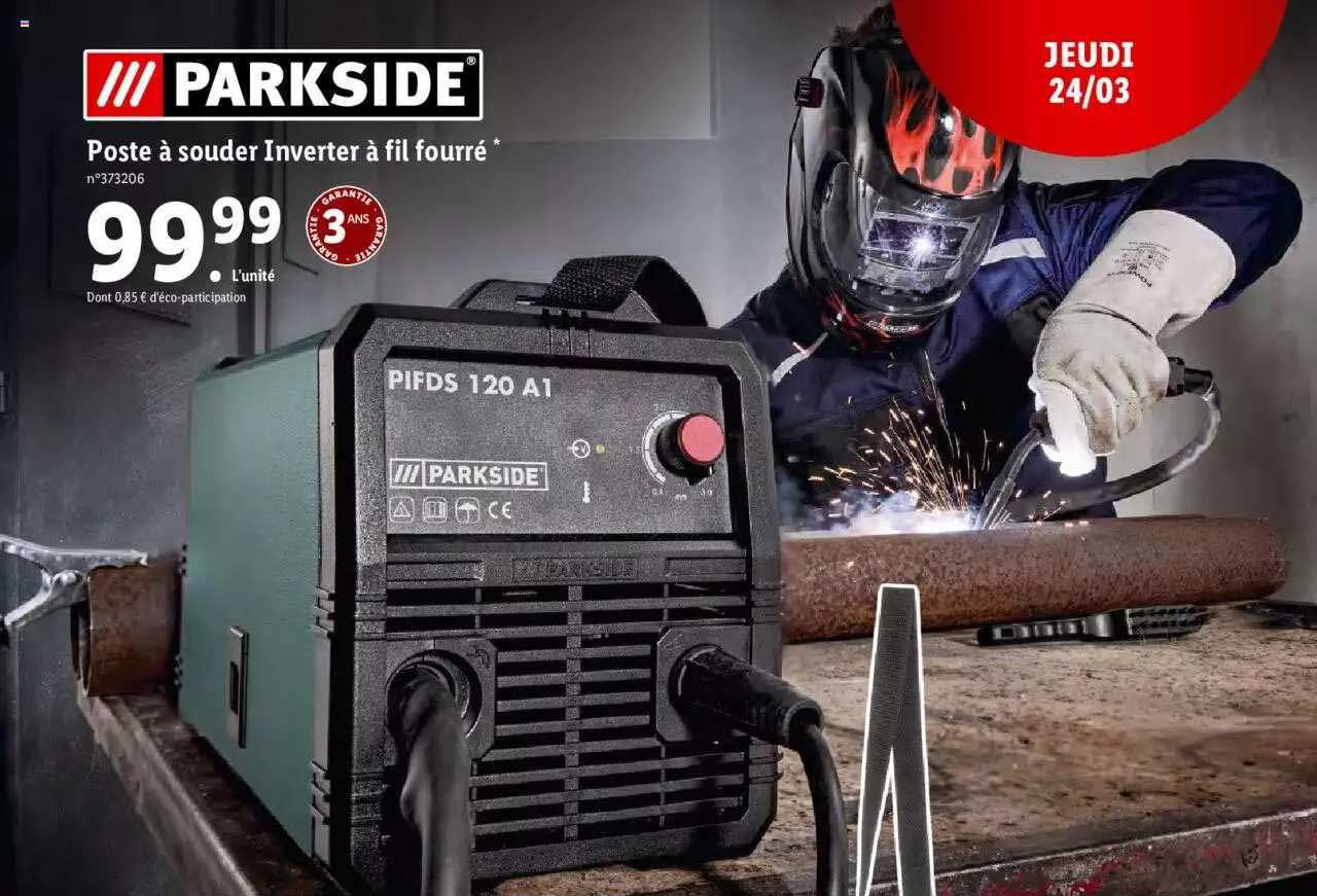 poste à souder inverter à fil fourré parkside
