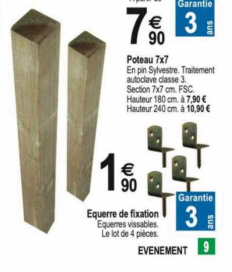 poteau 7x7, équerre de fixation