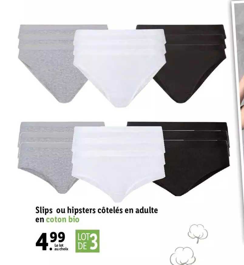 slips ou hipsters côtelés en adulte