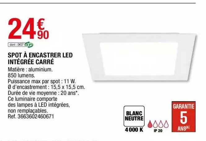 spot à encastrer led intégrée carré
