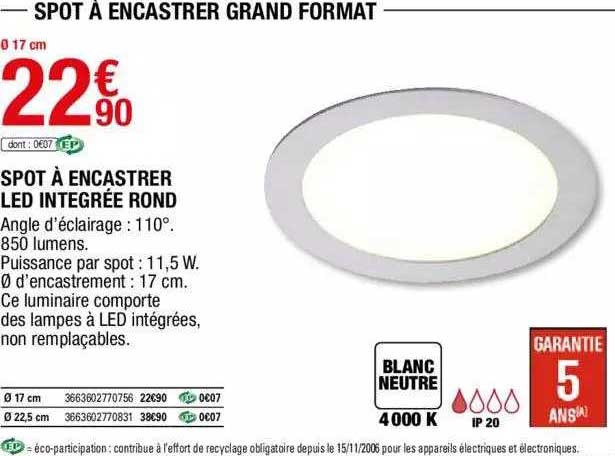 spot à encastrer led intégrée rond