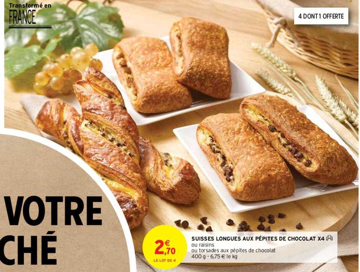 Suisses Longues Aux Pépites De Chocolat X4