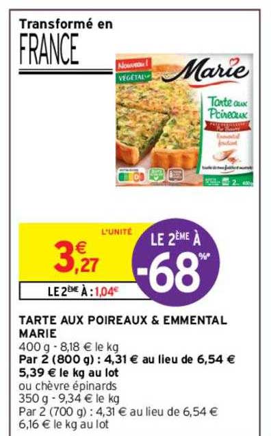 Tarte Aux Poireaux & Emmental Marie