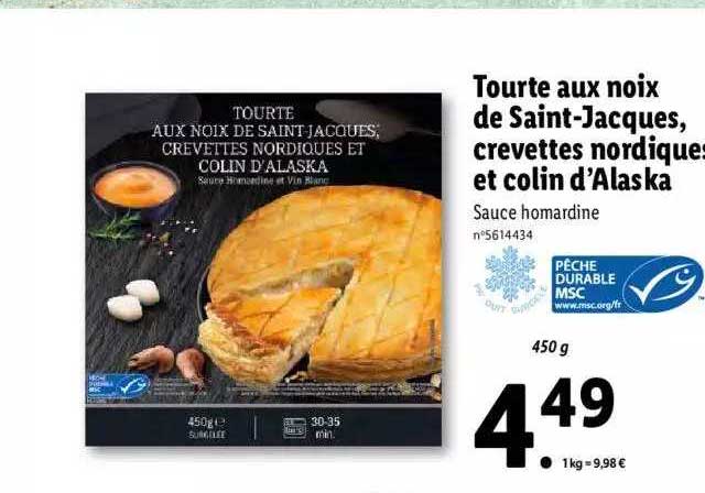 Tourte Aux Noix De Saint-jacques, Crevettes Nordiques Et Colin D'alaska