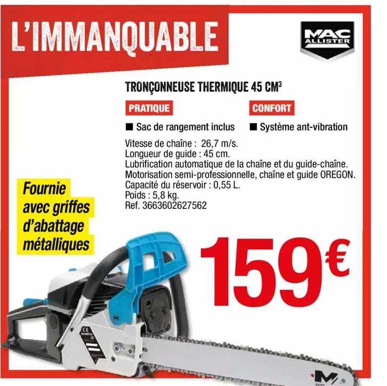 tronçonneuse thermique 45 cm3 mac allister