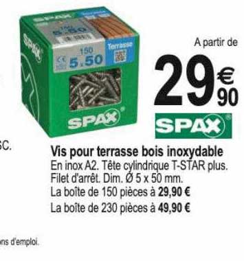 vis pour terrasse bois inoxydable spax
