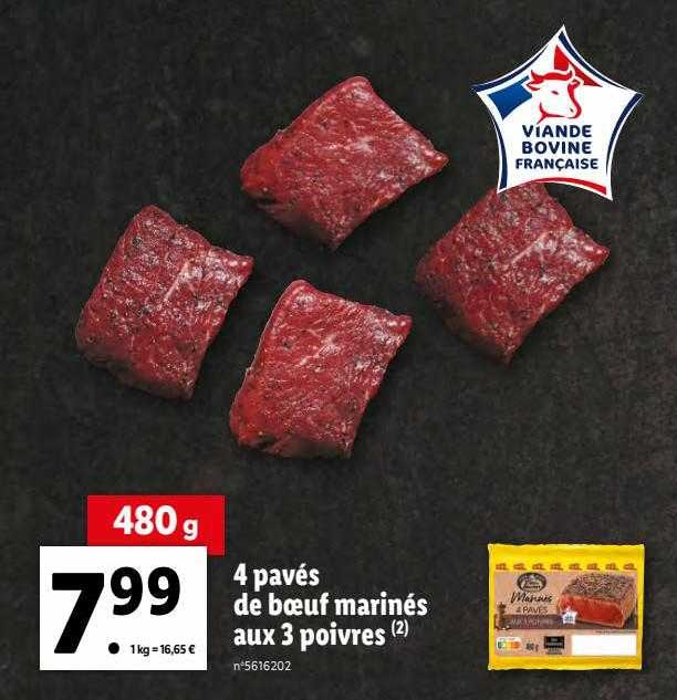 4 Pavés De Bœuf Marinés Aux 3 Poivres