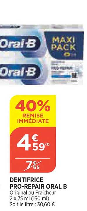 dentifrice pro-repair oral b
