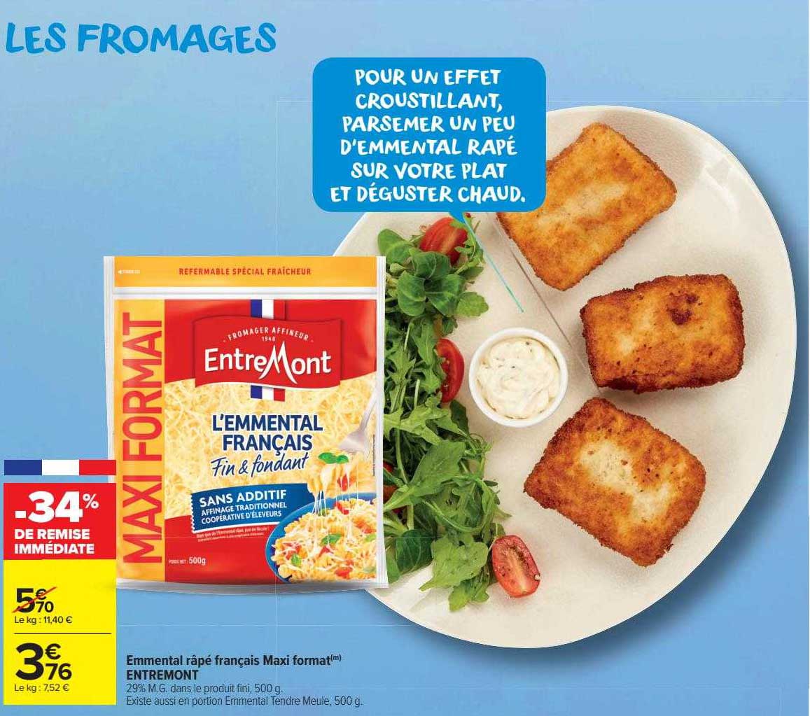 emmental râpé français maxi format entremont