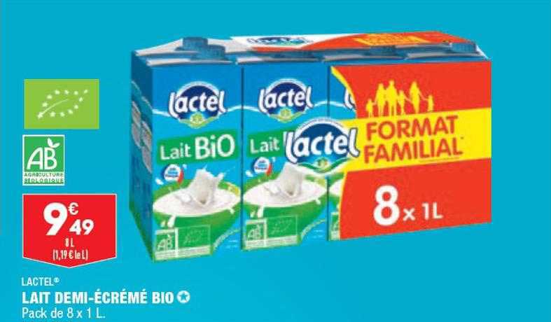 lait demi-écrémé bio lactel