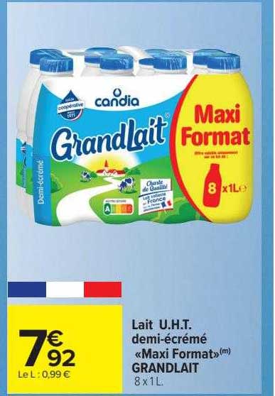 lait u.h.t. demi-écrémé «maxi format» grand lait