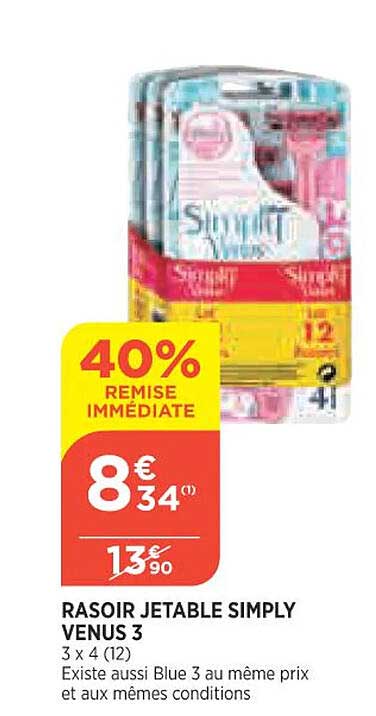 rasoir jetable simply venus 3