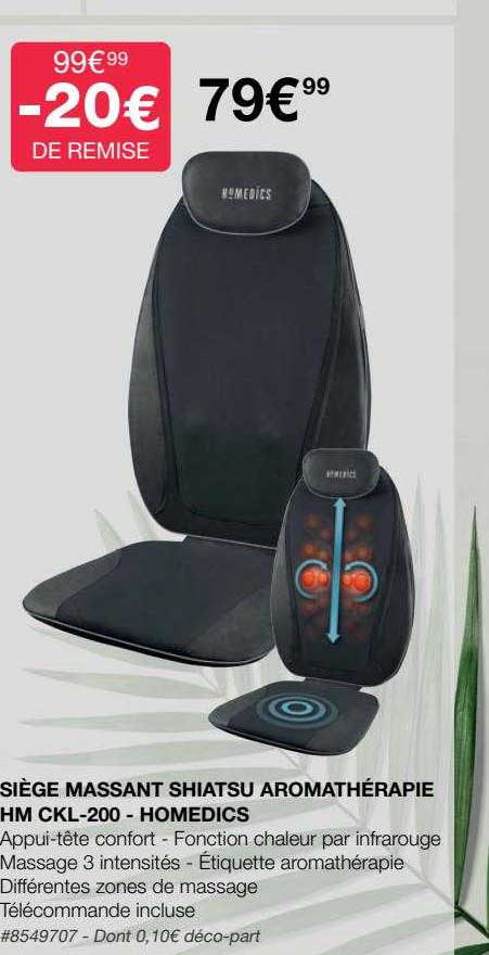 siège massant shiatsu aromathérapie hm ckl-200 - homedics