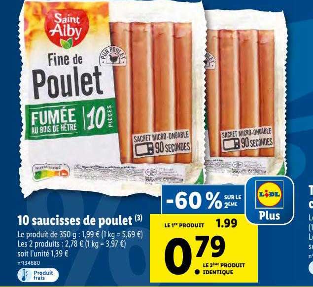 10 Saucisses De Poulet Saint Alby