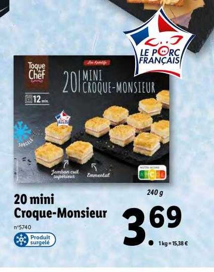20 Mini Croque-monsieur Toque Du Chef