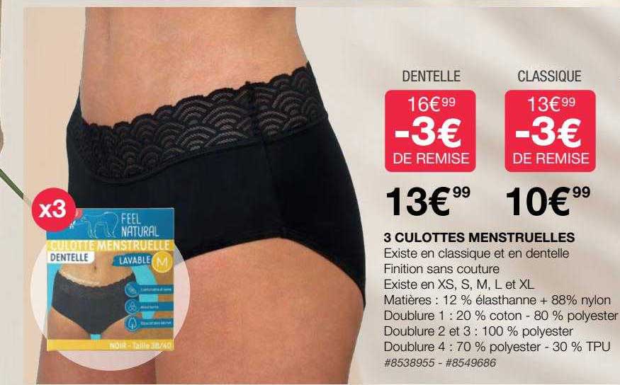 3 culottes menstruelles