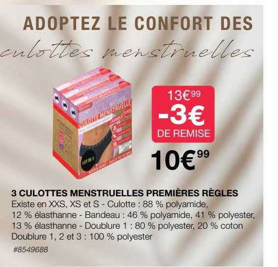 3 culottes menstruelles premières règles