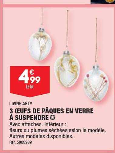 3 œufs De Pâques En Verre à Suspendre Living Art