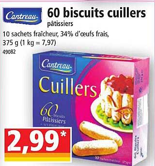 60 biscuits cuillers pâtissiers cantreau