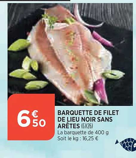 barquette de filet de lieu noir sans arêtes