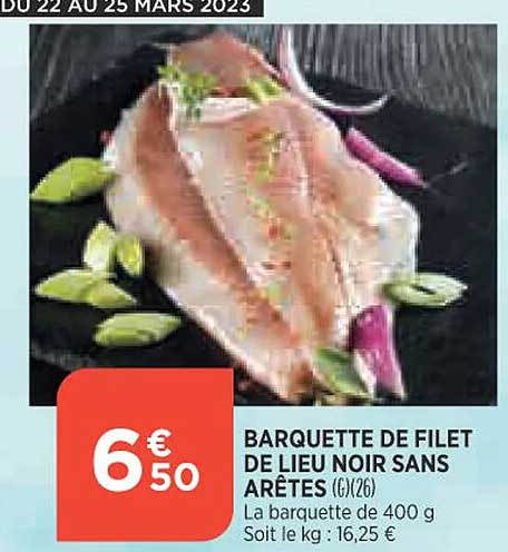 barquette de filet de lieu noir sans arêtes