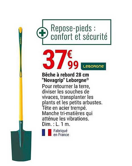 bêche à rebord 28 cm "novagrip" leborgne