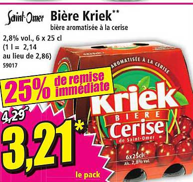 bière kriek bière aromatisée à la cerise saint-omer