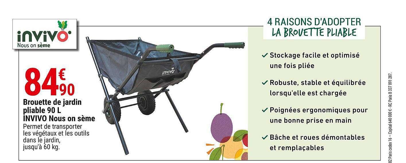 Brouette De Jardin Pliable 90l Invivo Nous On Sème