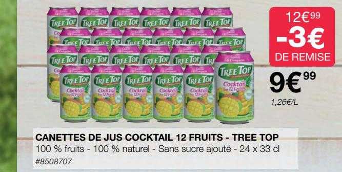 canettes de jus cocktail 12 fruits - tree top
